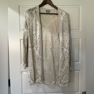 Gold and White Patterned Cardigan